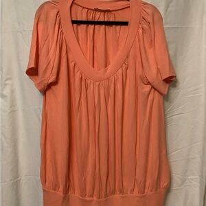 Women’s Coral Short-Sleeve Gathered Scoop Neck Top